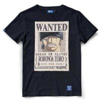 BTS เสื้อยืดวันพีช One piece-790-BK Wanted-ZORO