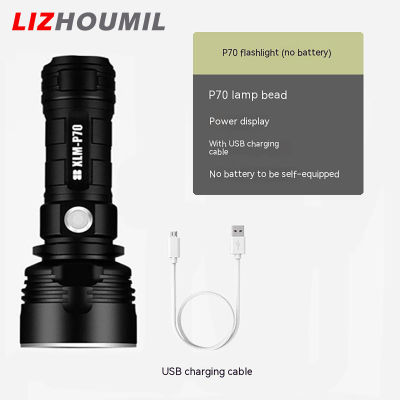 LIZHOUMIL ไฟฉาย LED ไฟฉายจิ๋ว P70,มาพร้อมแบตเตอรี่ลิเธียมชาร์จได้3ระดับยูเอสบีชาร์จไวโคมไฟมือที่สว่างมาก