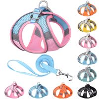 【LZ】 Reflective Dogs Harness Pet Strap With Leash Adjustable Nylon Harness Vest Breathable Collars For Chihuahua Small Large Dogs