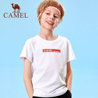 Cameljeans เสื้อยืดเด็กแขนสั้นผ้าคอตตอน,เสื้อยืดกีฬาฤดูร้อนสำหรับเด็กผู้ชาย