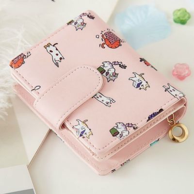 Wallets Women Cartoon Printed Money Bags Womens Sweet Pink Kawaii Mini Bags Coin Purse Card Holder Fashion Girls Foldable New