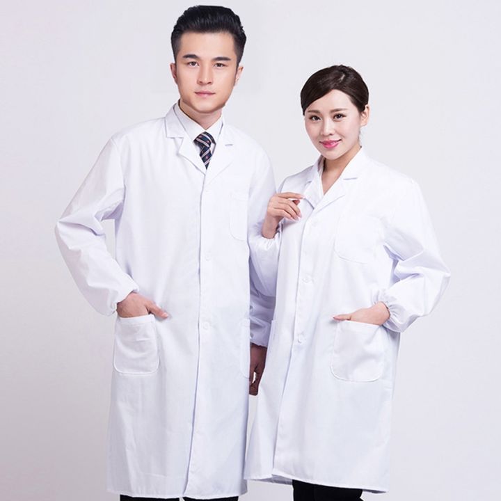 【hot】 Unisex Lab Coat Surgical Uniform Woman Smart Doctor Long Sleeve White Lab Coat Hospital 2282