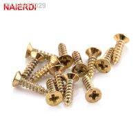 ❍☢  100PCS NAIERDI 2x6/8/10mm Screws Nuts Golden M2 Flat Round Head Fit Hinges Countersunk Self-Tapping Screws Wood Hardware Tool