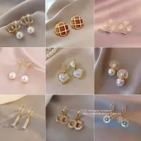 [COD] Korean fashion personality silver needle earrings high-end sense pearl female retro niche design wholesale