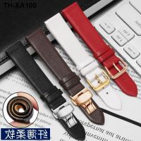 Cowhide watch strap womens ultra-thin soft waterproof leather mens bracelet butterfly buckle substitute CK