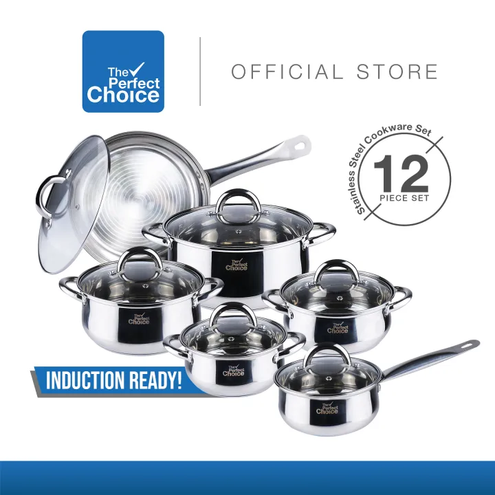 The Perfect Choice Stainless Steel Cookware Set 12pc | Induction Ready ...