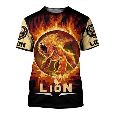 Lion Mens T-shirt 3D Cartoon Animal Tops Men Women Short Sleeve Oversized T Shirt Personality Outfits Customized Product