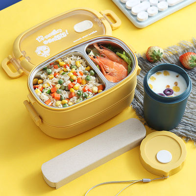 Double-layer stainless steel student fruit box, multiple lunch boxes, sealed weight loss, microwave storage, hot lunch boxes