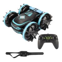 RC Stunt Car 4WD Watch Gesture Sensor Control Deformable Transformable Car Auto-Demo Birthday Gift Toys -Blue