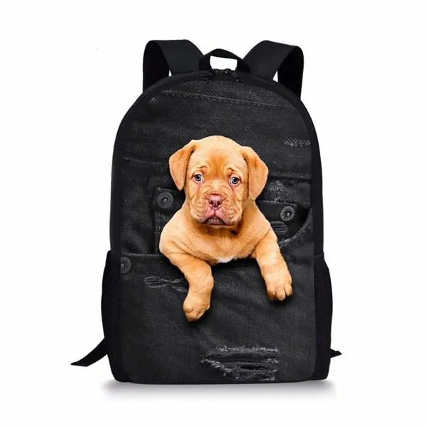 Hip Hop Animal Black Denim Pocket Cat/Kitten Student School Bags Notebook  Backpacks 3D Oxford Waterproof Boys/Girls Small Bags | Lazada PH