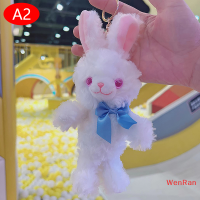 WenRan นวัตกรรม Kawaii Plush พวงกุญแจตุ๊กตากระต่ายน่ารักหมีตกแต่งกระเป๋าคู่จี้ผ้าฝ้ายนุ่มยัดไส้ของเล่นเด็กผู้หญิงและเด็กของขวัญ