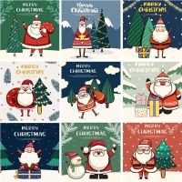 LIXIA 30PCS Creative Xmas Supplies Santa Claus Mix Patterns Message Note Cards Cartoon Snowman Mini Greeting Postcard Merry Christmas Blessing Card