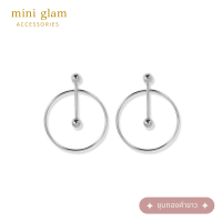 Miniglam Atomic Metallic Hoop Stud Earrings ต่างหูห่วงเมทัลลิคสีเงินชุบทองคำขาว