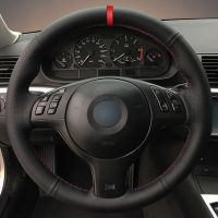 Car Steering Wheel Cover Hand-stitched Soft Black Genuine Leather For BMW M Sport E46 330i 330Ci E39 540i 525i 530i M3 E46