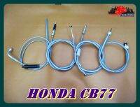 HONDA CB77 HIGH BAR CABLE SET - THROTTLE SET &amp; CLUTCH &amp; FRONT BRAKE &amp; SPEEDO "HIGH QUALITY" // ชุดสายเซ็ท - สายเร่งชุด (135 ซม) สายคลัช (113 ซม) สายเบรคหน้า (136.5 ซม) สายไมล์ (84 ซม)