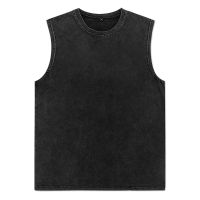 100 Cotton Vintage Vest T Shirts Men oversize Washed Tank Tops Summer Women Vintage Sleeveless Short Sleeve Y2K Streetwear