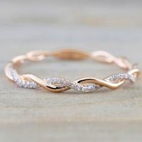 Round Rings for Women Thin Rose Gold Color Twist Rope Stacking Wedding Rings In Stainless Steel Bijoux