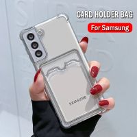 Clear Card Slot Holder Case for Samsung Galaxy S23 S22 S21 S20 Ultra S10 Plus Clear TPU Cover for Galaxy Note 20 10 9 Ultra Capa
