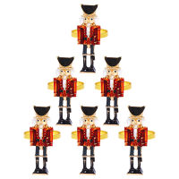 Jiogein ผู้ถือแหวนผ้าเช็ดปาก Nutcracker โลหะ 6 ชิ้นคริสต์มาส Nutcracker รูปแหวนผ้าเช็ดปาก