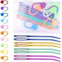 【YF】 KAOBUY 8 Pcs Yarn Needles Colorful Bent Tip Weaving Tapestry with 10 Stitch Markers Box for Sewing