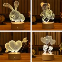 Valentines Day Gift Love 3D Lamp Acrylic LED Night Light Wedding Decoration Baby Shower Kids Birthday Party Rabbit Easter Decor Night Lights