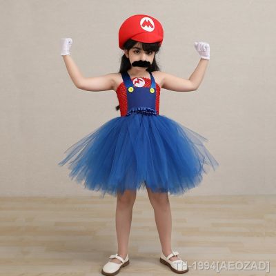 AEOZAD อะนิเมะ Super Bros เครื่องแต่งกาย para crianças Vestidos de festa Luigi Brothers คอสเพลย์เสื้อผ้า Meninas แฟนซี Tutu ชุด Vestido infantil