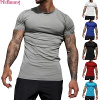 CODiy085671 【MRBUNNY】Slim Fit T-Shirt Mens Muscle Short Sleeve Slim Fit Solid Color Summer【menswear】