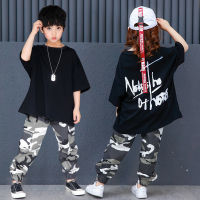 Kid Hip Hop Clothing Graphic Tee Oversized T Shirt Camouflage Streetwear Tactical Cargo Pants for Girl Boy Dance Costume Clothes