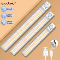 Goodland ไฟกลางคืน Led พร้อม Motion Sensor Smart Closet Light USB ชาร์จไฟกลางคืนไร้สายตู้โคมไฟสำหรับผนังห้อง