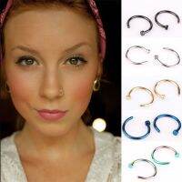 5-12pcs Fashion Gold Silver Color Stainless Steel Open Hoop Fake Piercing Nose Rings Clip Body Jewelry For Women Wholesale