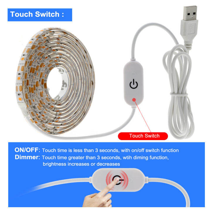 5v-2835-usb-led-strip-light-touch-switch-hand-sweep-cabinet-lights-1m-2m-3m-pink-ice-blue-warm-white-white-fairy-light