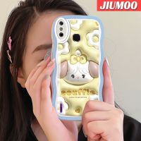 JIUMOO เคสสำหรับ Infinix Smart 4 X653 4C อัจฉริยะเคสลายการ์ตูนแกะ3D ลายคลื่นต้นฉบับเคสโปร่งใสกันกระแทกซิลิโคนป้องกันเลนส์กล้องเคสโทรศัพท์แบบใสนิ่ม