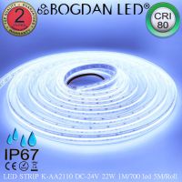 LED STRIP, K-AA2110-700-10000K DC-24V IP67 700LED/1เมตร 22W/1เมตร BOGDAN LED แอลอีดีไฟเส้น 3,500LED/5เมตร 110W/5เมตร ไฟริบบอนแอลอีดี ราคาต่อ 1 ม้วน