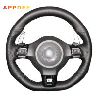 APPDEE Black Artificial Leather Car Steering Wheel Cover for Volkswagen Golf 6 GTI MK6 For VW Polo GTI Scirocco R Passat CC R-Line 2