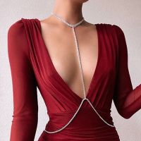 【CW】✘  Stonefans Rhinestone Chain Necklace Harness Jewelry Bralette Breast Waist