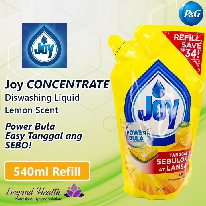 Joy Dishwashing Liquid Concentrate 540ML Value Refill Pouch Lemon Scent
