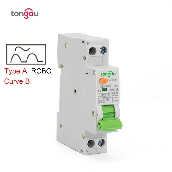 Type A Curve B Rcbo 6ka 18mm 16a 10ma 30ma 300ma 1pn Residual Current ...