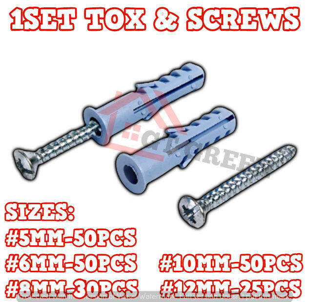 1 Set Of Tox & Screws (5mm 50pcs, 6mm 50pcs, 8mm 30pcs, 10mm 50pcs 