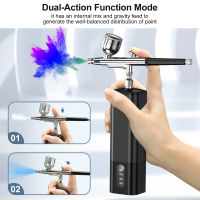 AVHRIT Portable Airbrush Kit with Dual-Action Airbrush, Mini USB Rechargeable Air Compressor, 6 CC Cup, 0.3mm Needle, Low Noise for Art Hobby,Makeup,Nail Art,Cake Decoration White