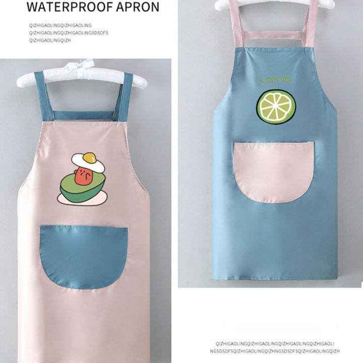 waterproof-apron-oil-proof-apron-work-clothes-apron-lemon-skin-green-apron-waterproof-and-oil-resistant-apron-kitchen-household-sling