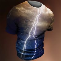 Summer Fashion Mens Oversized T-Shirt Casual Lightning Cool 3D Digital Print T Shirts for Men Short Sleeve Tee Man Clothing