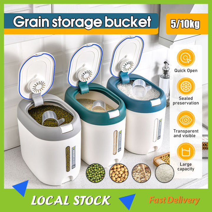 5Kg Kitchen Bucket Insect-proof Moisture-proof Rice Food Storage