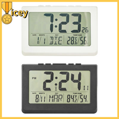 นาฬิกาอิเล็กทรอนิกส์มีฟังก์ชันเลื่อนกลับขารองรับหลังแสดงเวลา12/24ชม. ℃/℉ จอแสดงผล LCD โต๊ะเอนกประสงค์นาฬิกา
