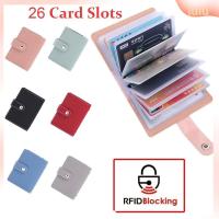 LULU 26 Card Slots มัลติฟังก์ชั่น สีลูกกวาด กระเป๋าเงิน ผู้ถือบัตรเครดิต การปิดกั้น RFID หนัง PU กระเป๋าสตางค์