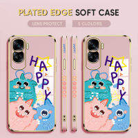 Diorcase For Honor 90 5G,90 Lite 5G ฟรีสายคล้อง + น่ารักการ์ตูนสัตว์ประหลาดตัวน้อยลวดลายขอบสี่เหลี่ยมเคสโทรศัพท์ชุบหรูหราชุบเคสโทรศัพท์นิ่ม