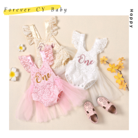 【Forever CY Baby】ทารกแรกคลอดหญิง Romper เจ้าหญิงลูกไม้ Letter Jumpsuit Overalls เครื่องแต่งกายวันเกิดเสื้อผ้า