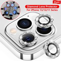 yqcx001 sell well - / Glitter Diamond Camera Lens Protector For iPhone 14 13 12 11 Pro Max Mini Camera Metal Ring Glass For iPhone 14 Protective Cap