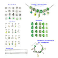 64pcs Set Jewelry Making Kit Green Color DIY Beads Charm Bracelets Making Kits For Girls Kid Gifts Arts Crafts For Kids Pulsera