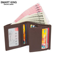 Smart King หนังวัวแท้สำหรับกระเป๋าผู้ชายแบบสั้น,กระเป๋าใส่เหรียญแบบลำลองคลิปเงินมัลติฟังก์ชั่น