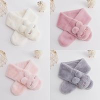 ◙๑  Children Cross Collar Scarf Cute Cartoon Rabbit Plush Scarf Winter Neck Warmer Outdoor Warm Faux Fur Girls Boys Thicken Scarves